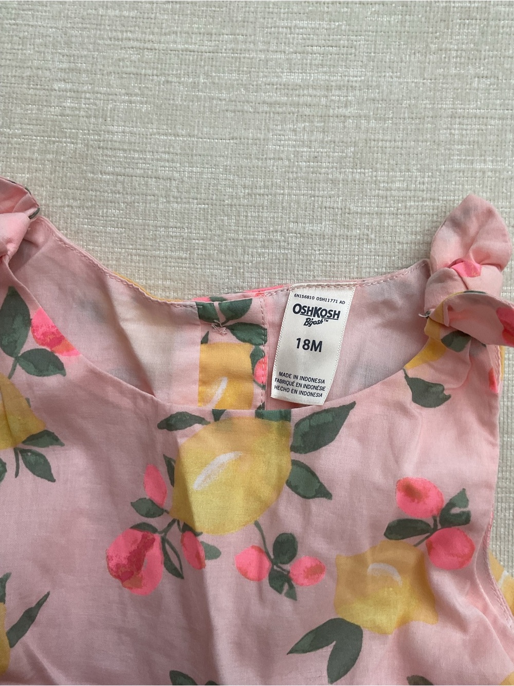OshKosh B'gosh Pink Lemon Print Cotton Sundress - Picture 6 of 8